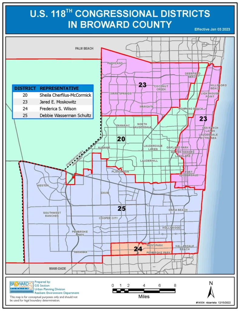 Map of Congressional Districts in Broward County